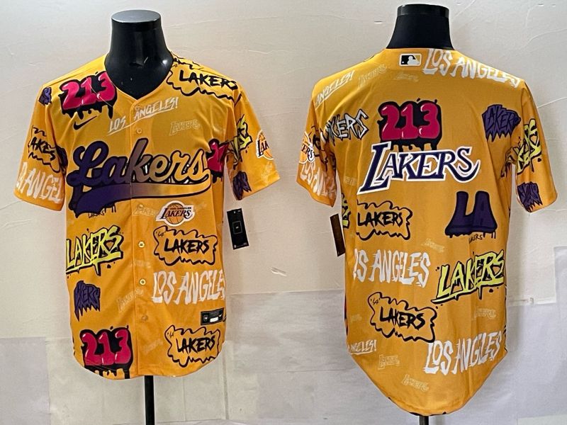 Men 2025 Los Angeles Lakers Blank Yellow NBA Nike jersey 09->->NBA Jersey